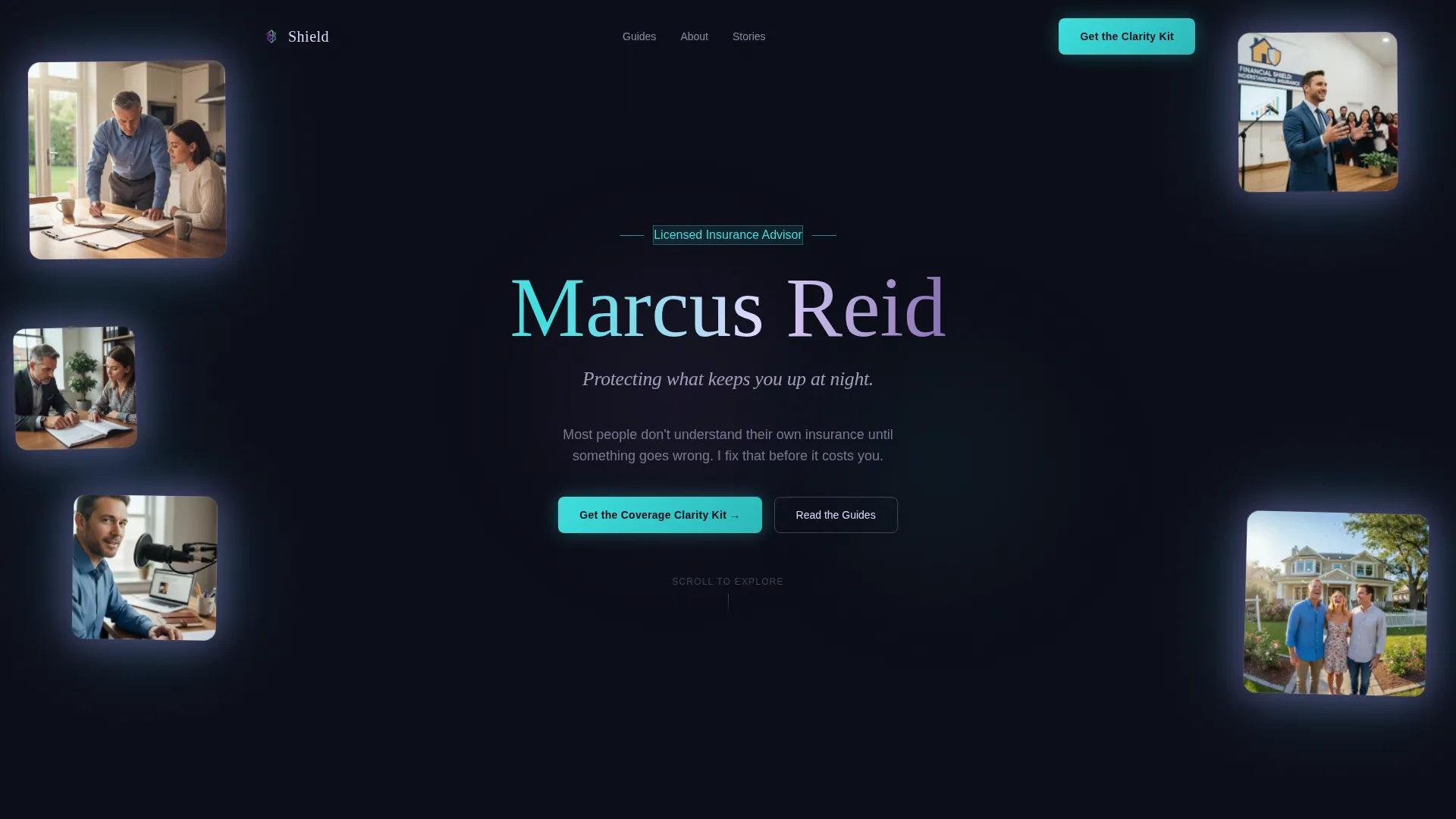 Immersive Insurance Agent Personal Brand Landing Page
