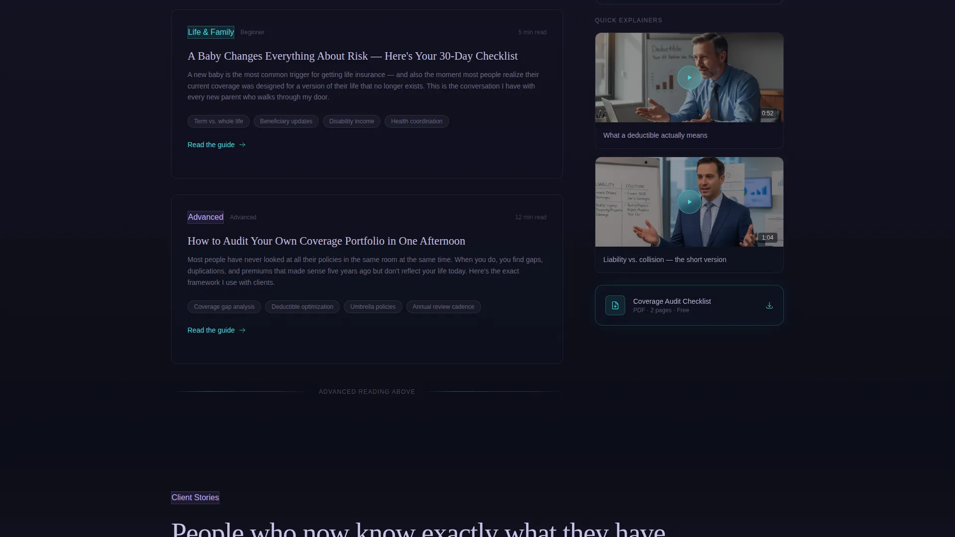 Immersive Insurance Agent Personal Brand Landing Page