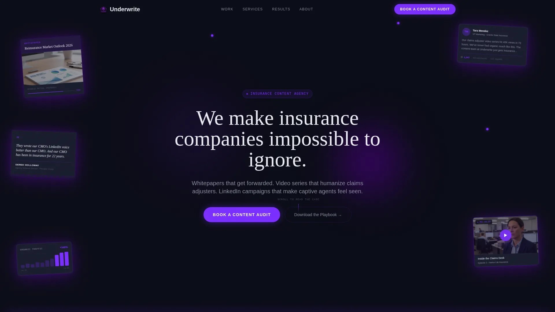 Insurance Content Marketing Agency Landing Page