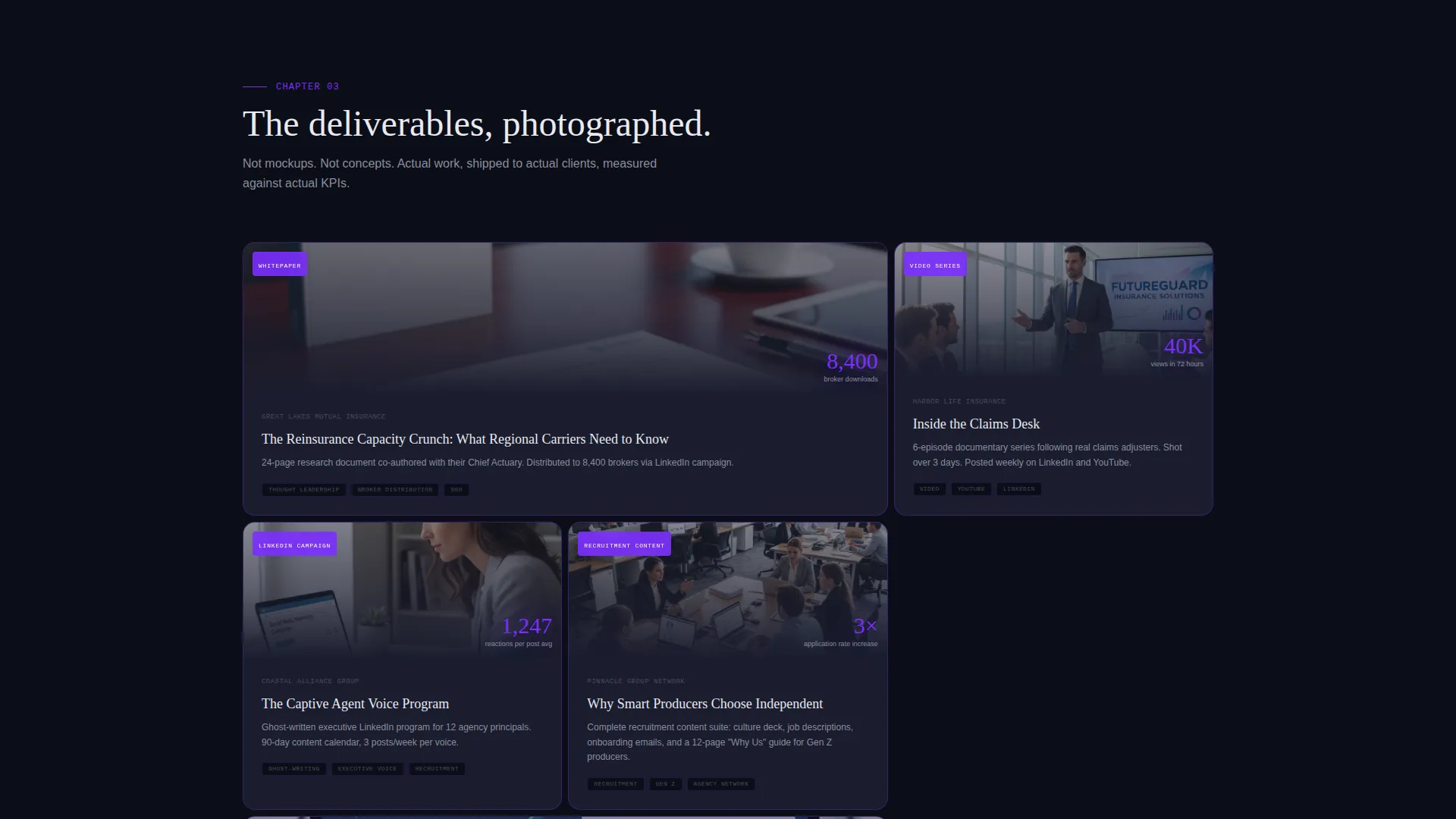 Insurance Content Marketing Agency Landing Page