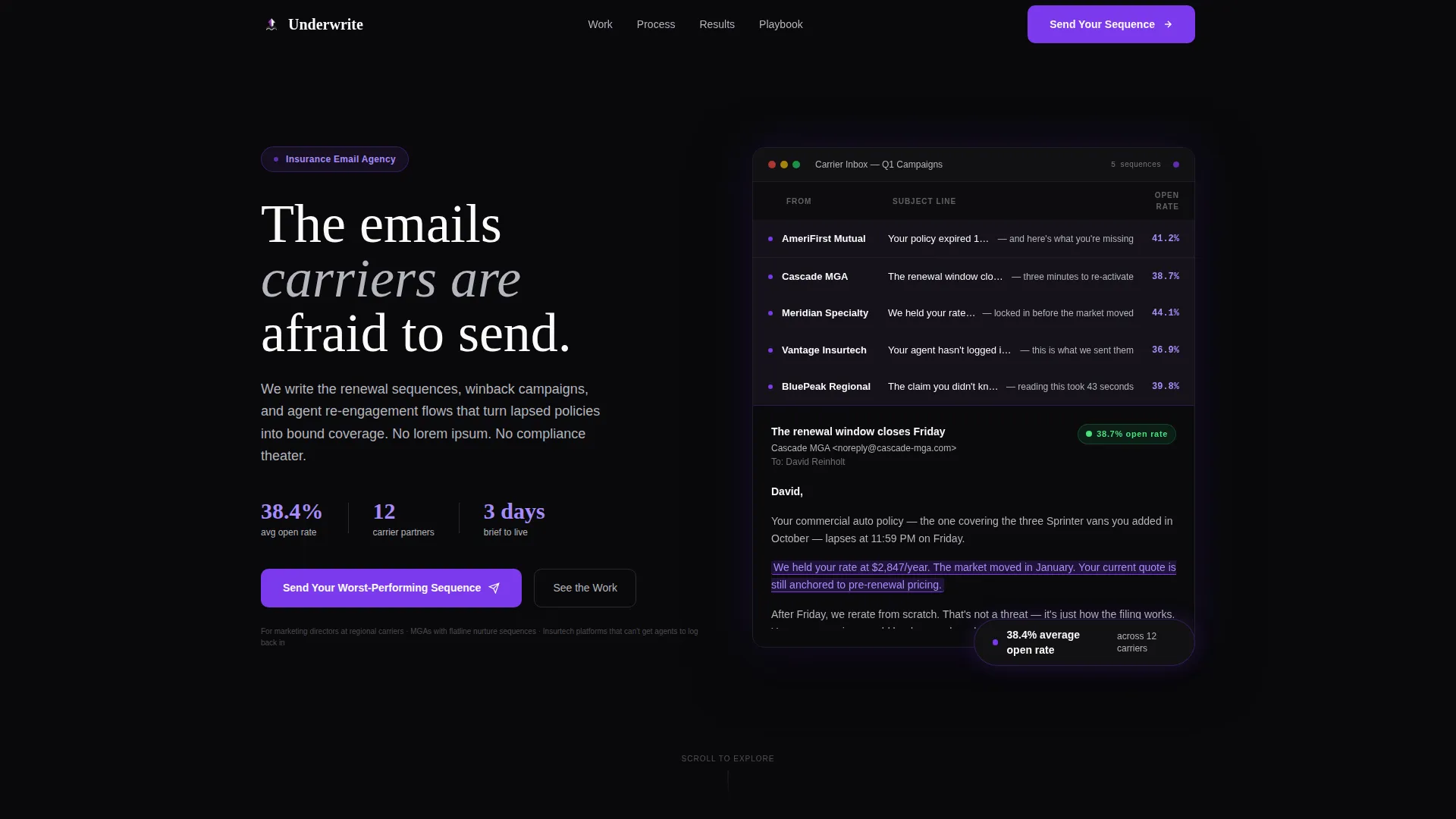 Insurance Email Marketing Agency Landing Page