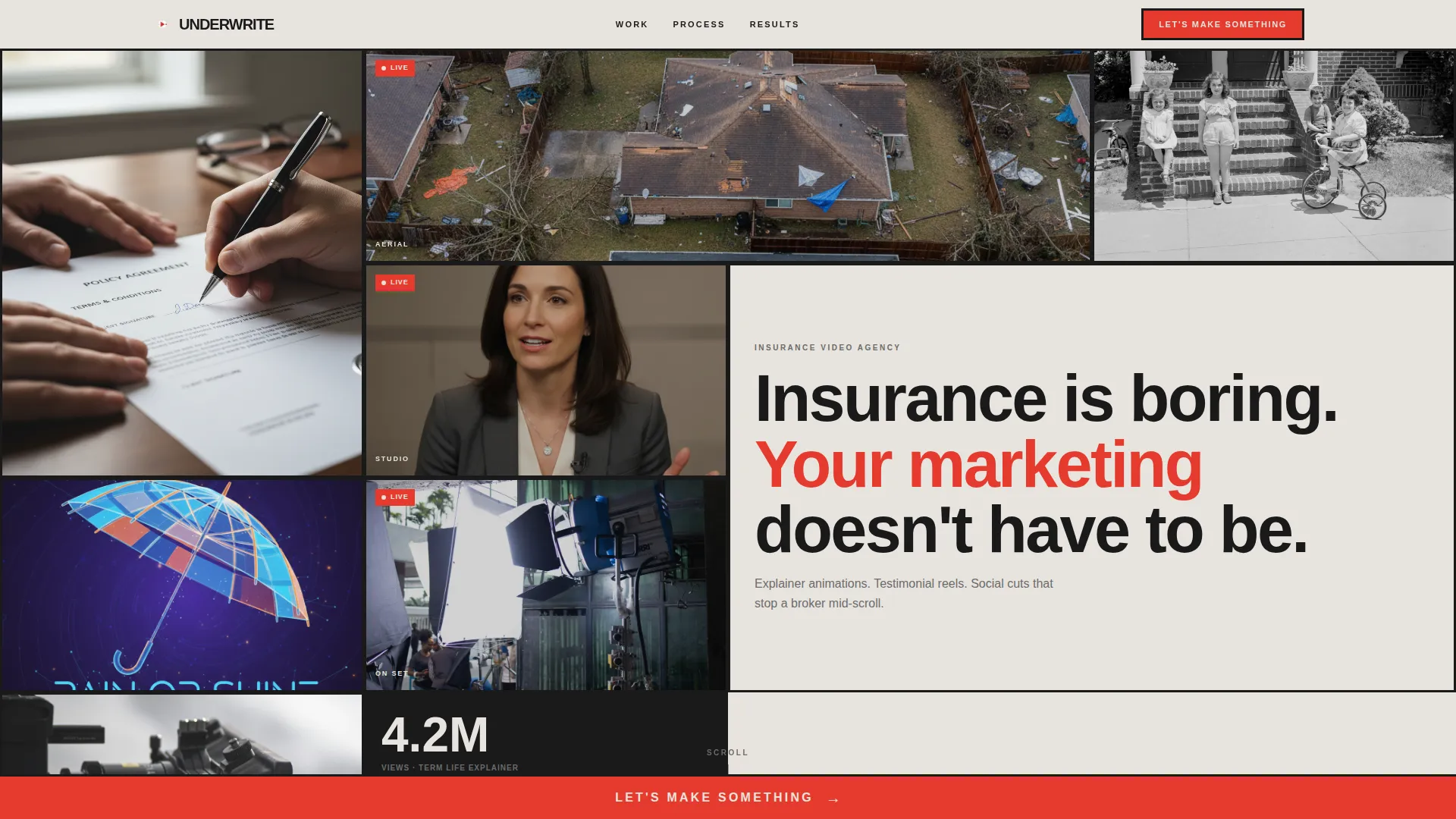 Insurance Video Marketing Agency Landing Page