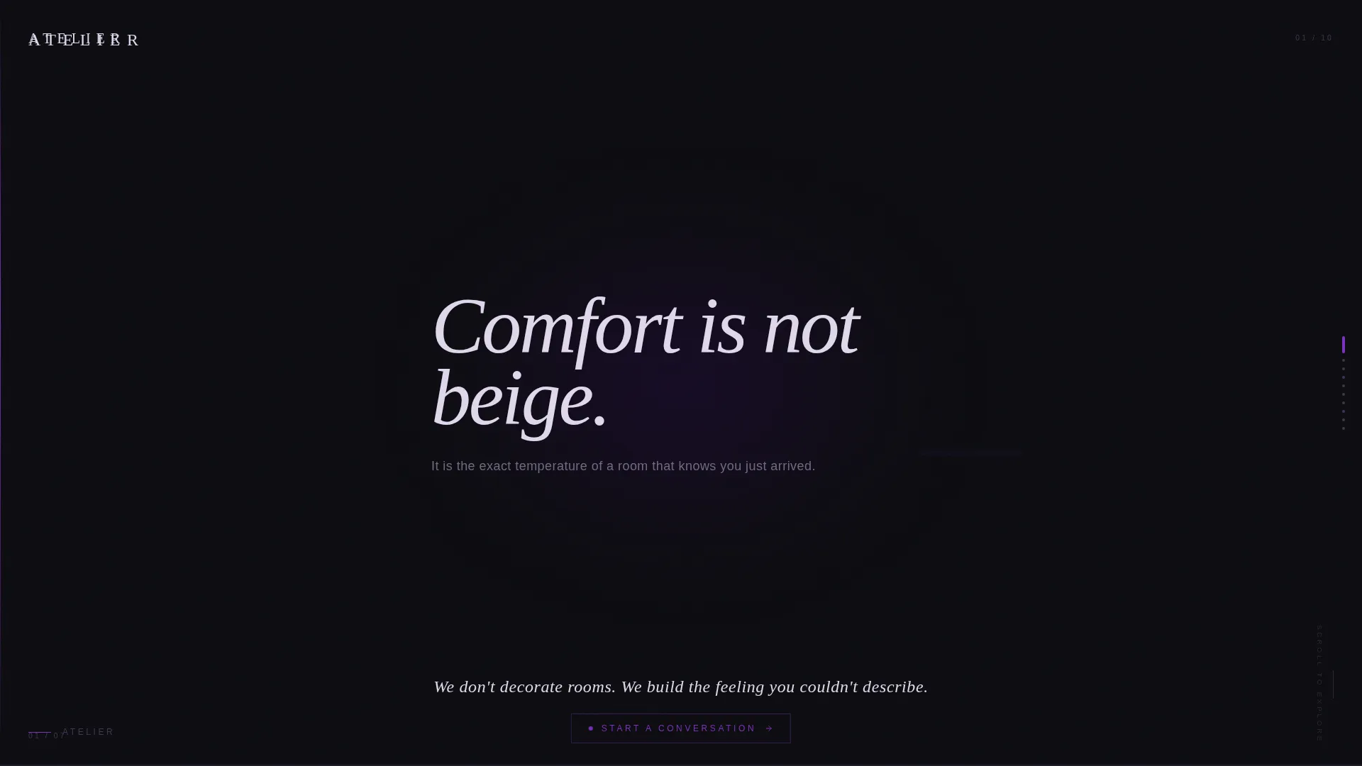 Immersive Interior Designer Portfolio Landing Page