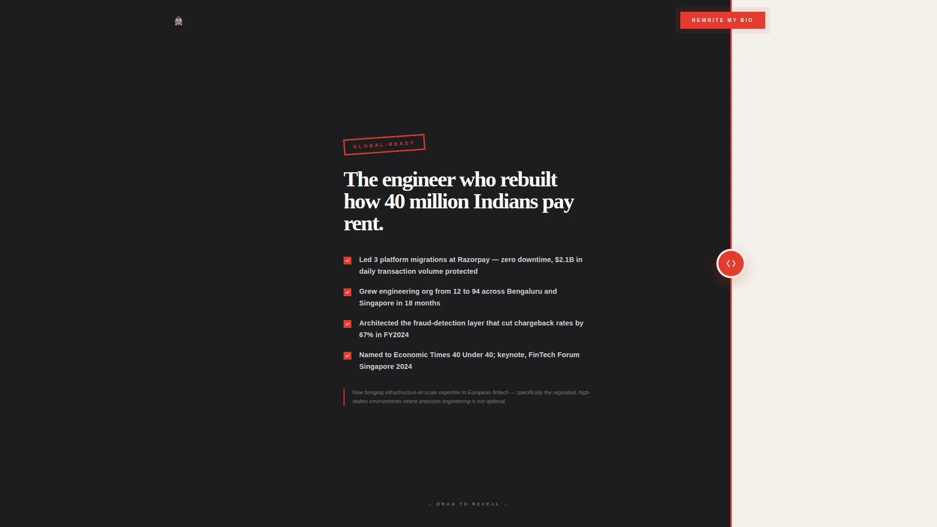 Executive Bio Landing Page Template for Global Careers