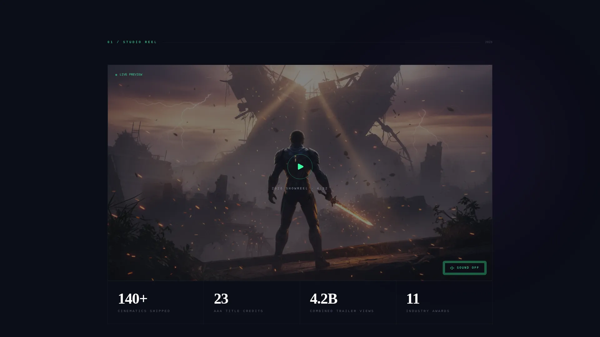 Game Cinematic Studio Event Landing Page Template