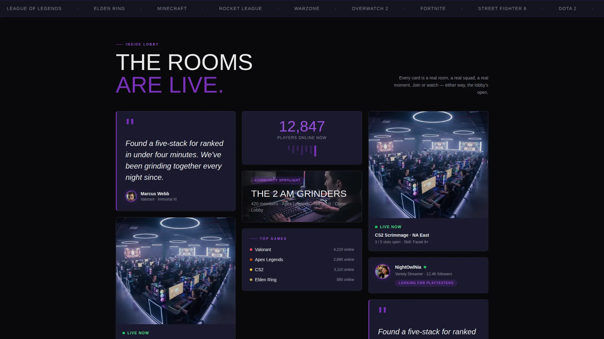 Electric Gaming Community Landing Page Template