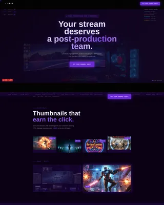 Cinematic Gaming Content Creator Landing Page