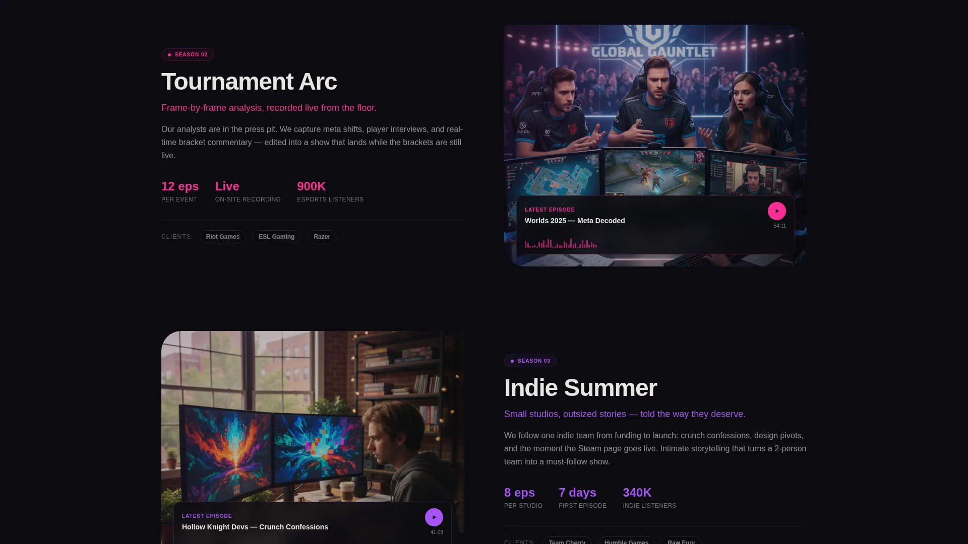 Gaming Podcast Production Landing Page Template