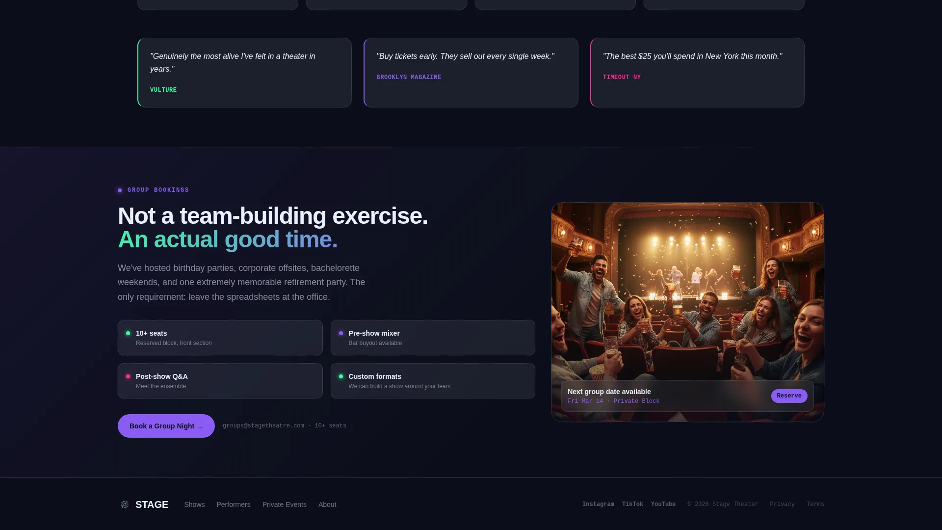 Theater Landing Page Template - Electric Stage Energy
