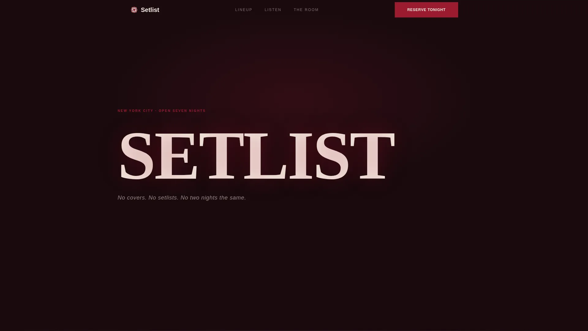 Dark Immersive Jazz Club Landing Page Template