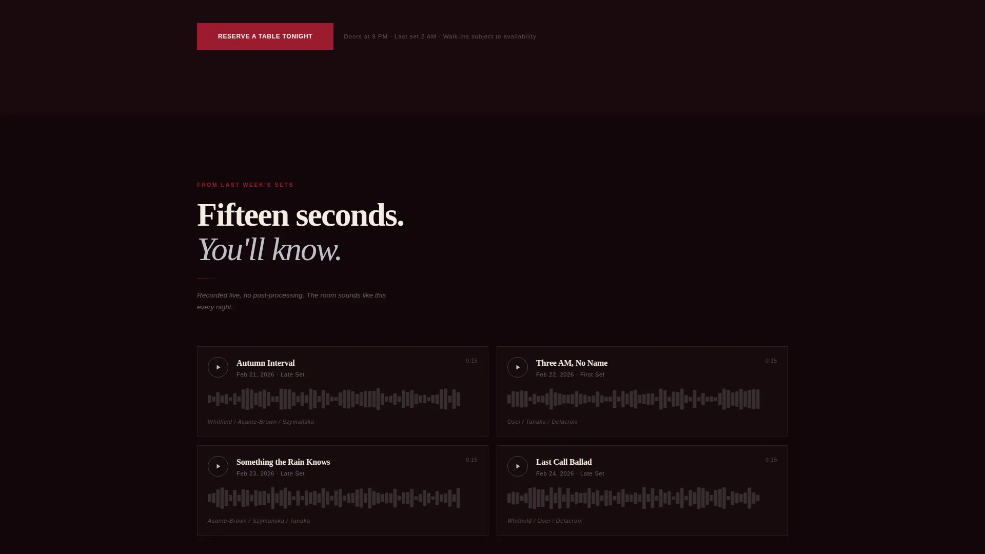 Dark Immersive Jazz Club Landing Page Template