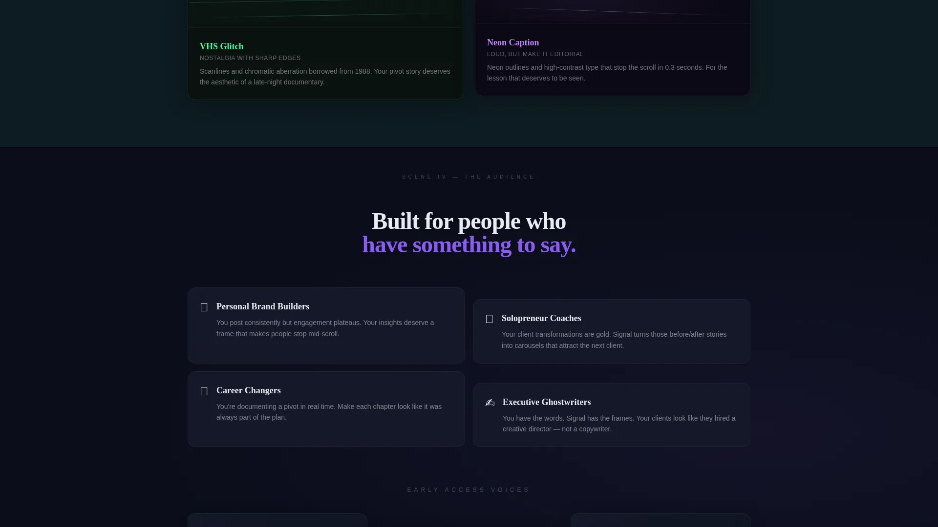 Cinematic LinkedIn Carousel Waitlist Landing Page