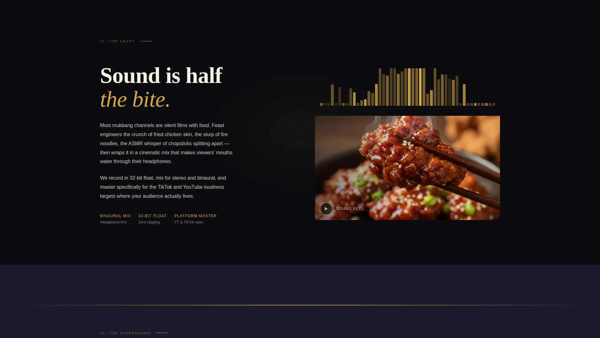 Cinematic Mukbang Production Landing Page Template