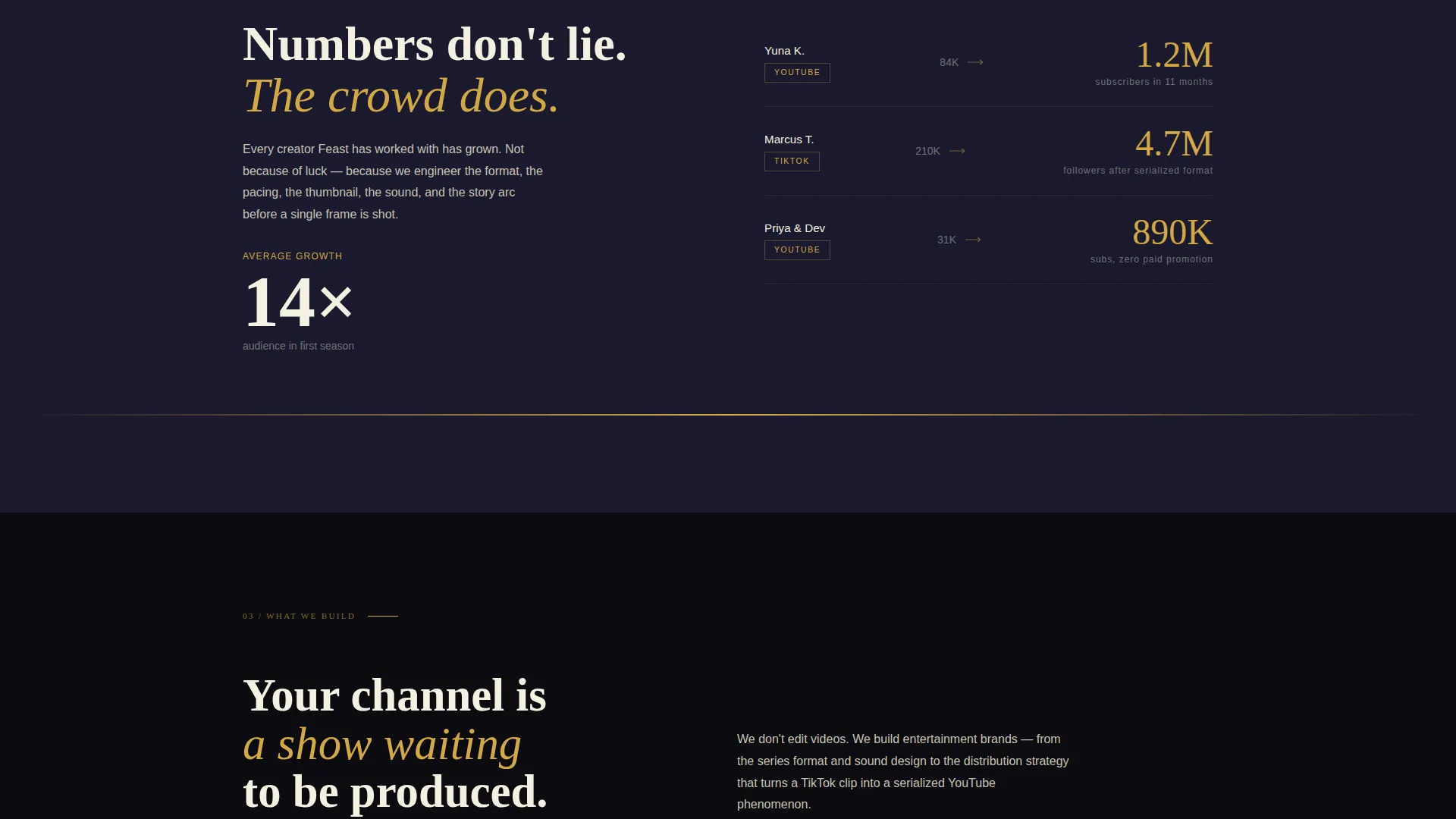 Cinematic Mukbang Production Landing Page Template