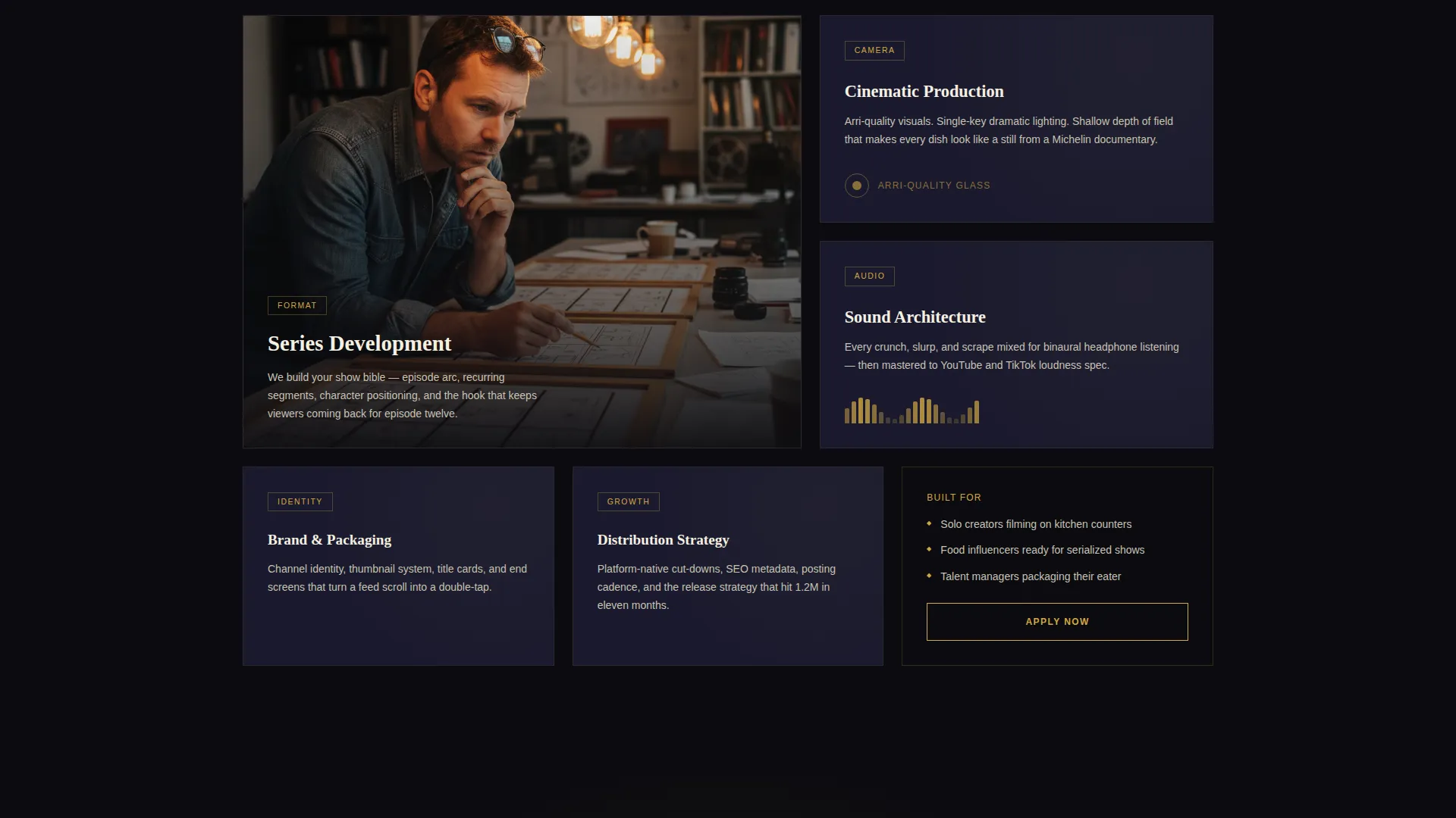 Cinematic Mukbang Production Landing Page Template