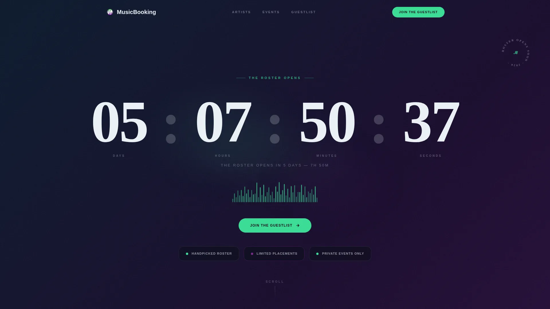 Music Booking Agency Waitlist Landing Page