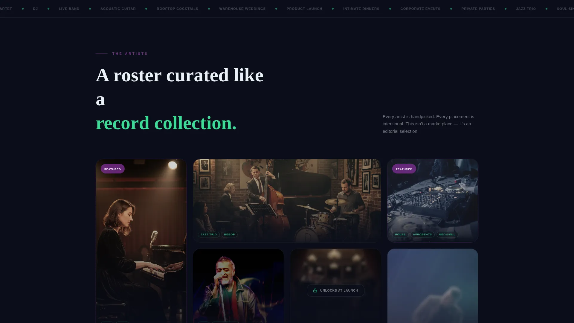 Music Booking Agency Waitlist Landing Page