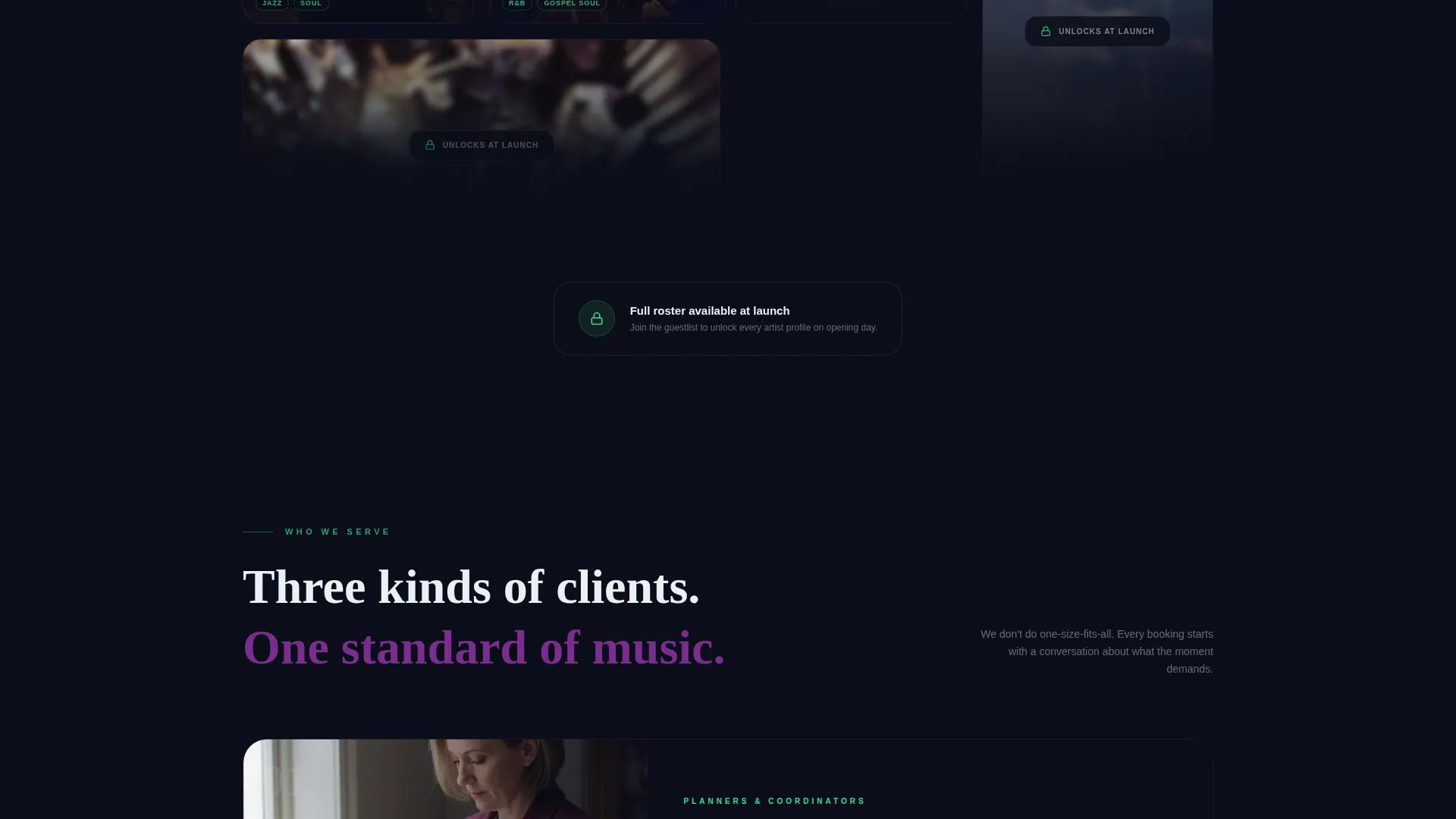 Music Booking Agency Waitlist Landing Page