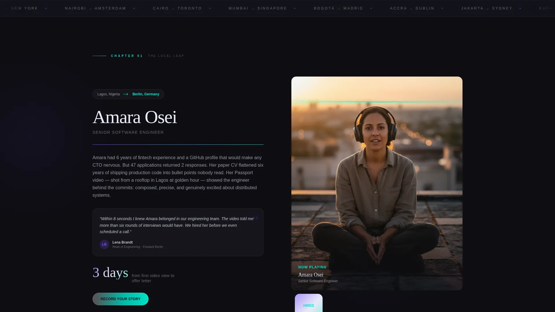 Cinematic Video Resume Landing Page Template