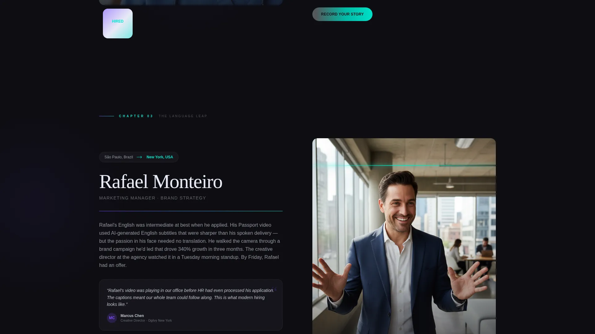Cinematic Video Resume Landing Page Template