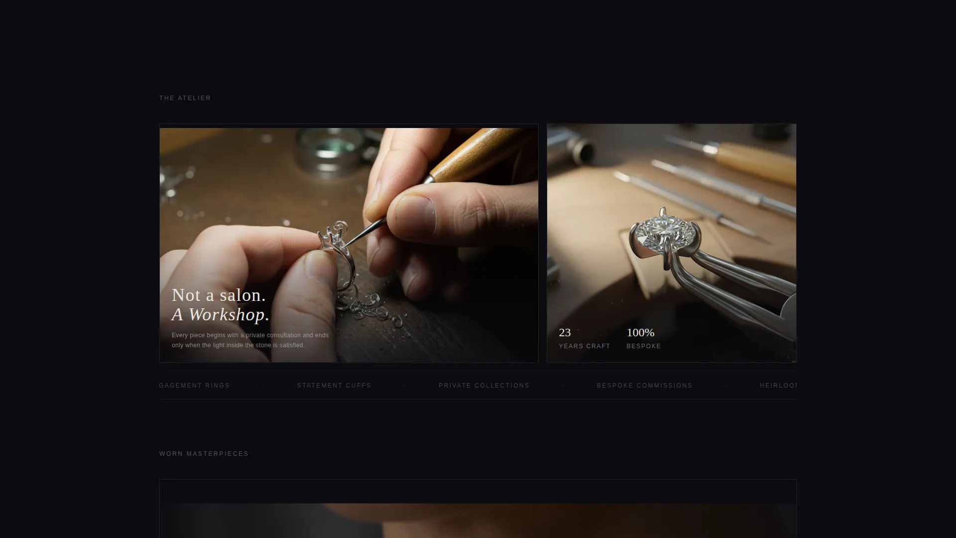 Bespoke Jeweler Dark Theme Landing Page Template