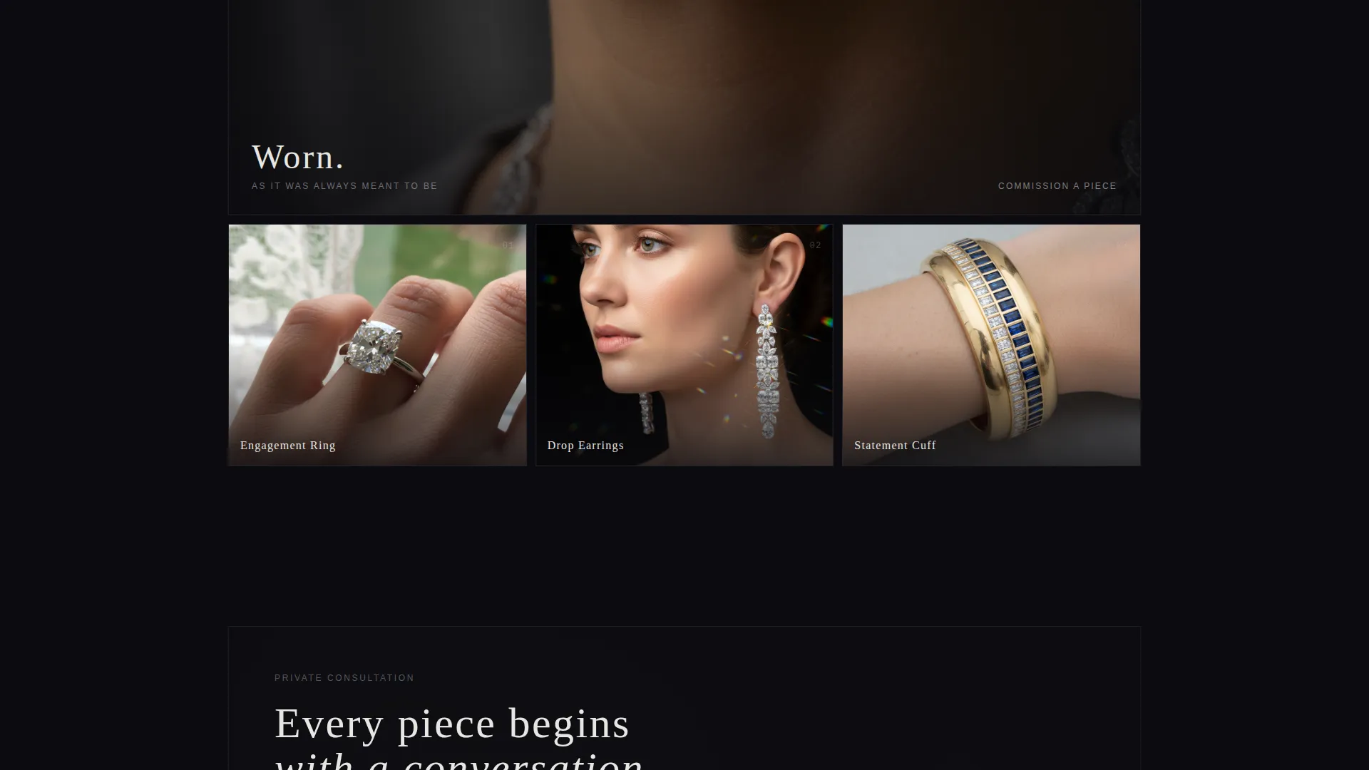 Bespoke Jeweler Dark Theme Landing Page Template