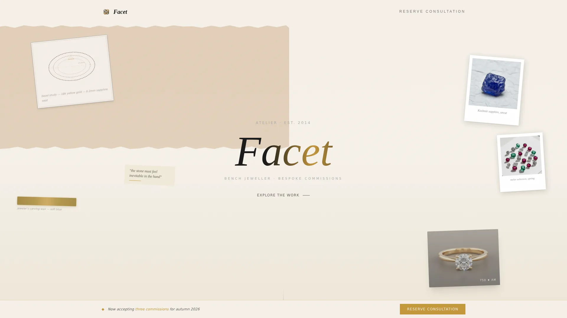 Immersive Jeweler Portfolio Landing Page Template
