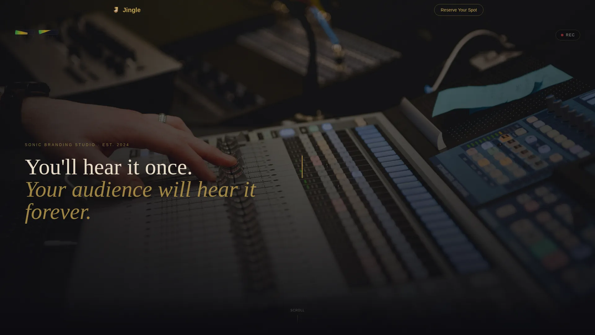 Dark Immersive Landing Page for Ad Music Creators
