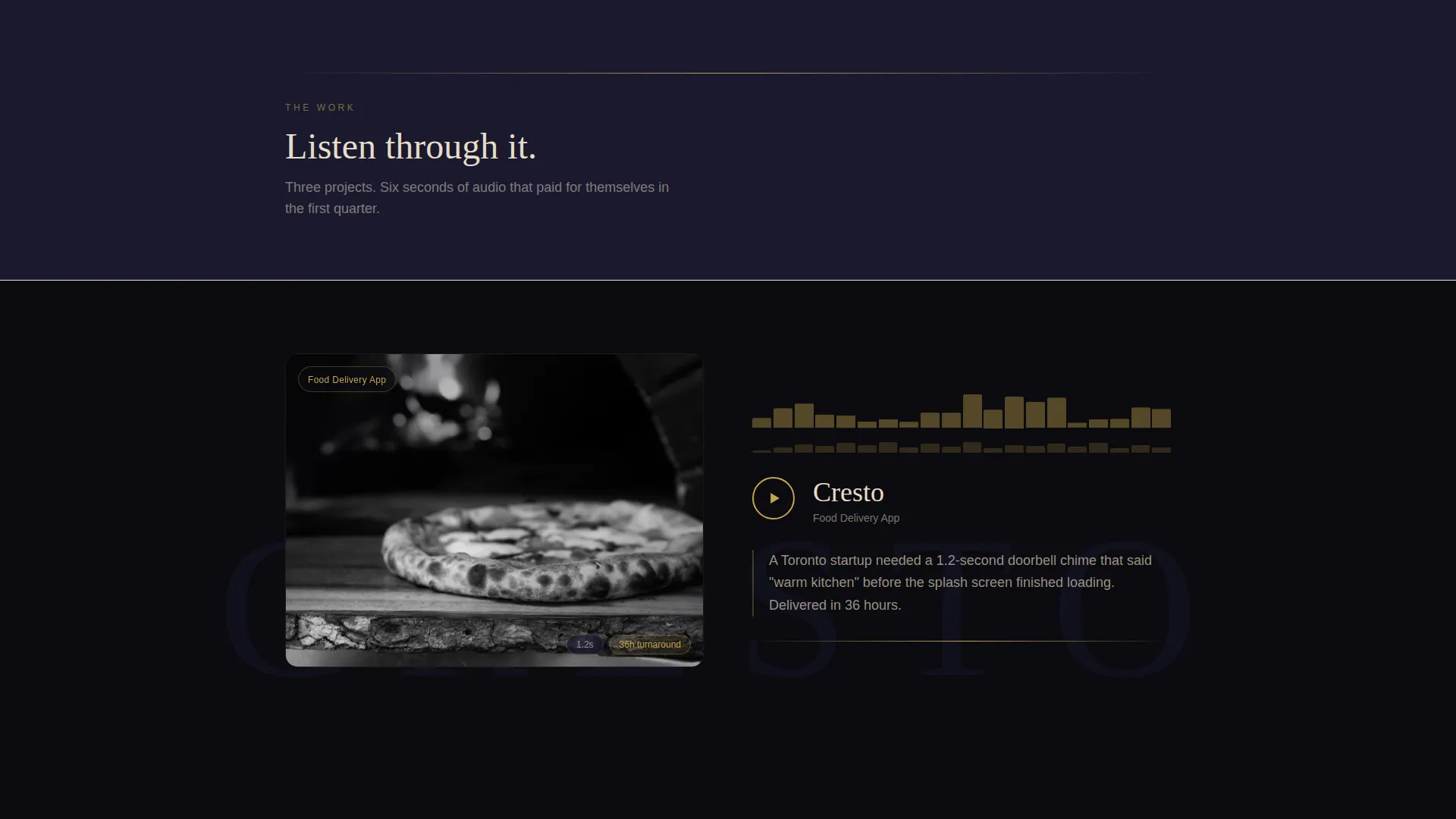 Dark Immersive Landing Page for Ad Music Creators