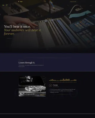 Dark Immersive Landing Page for Ad Music Creators