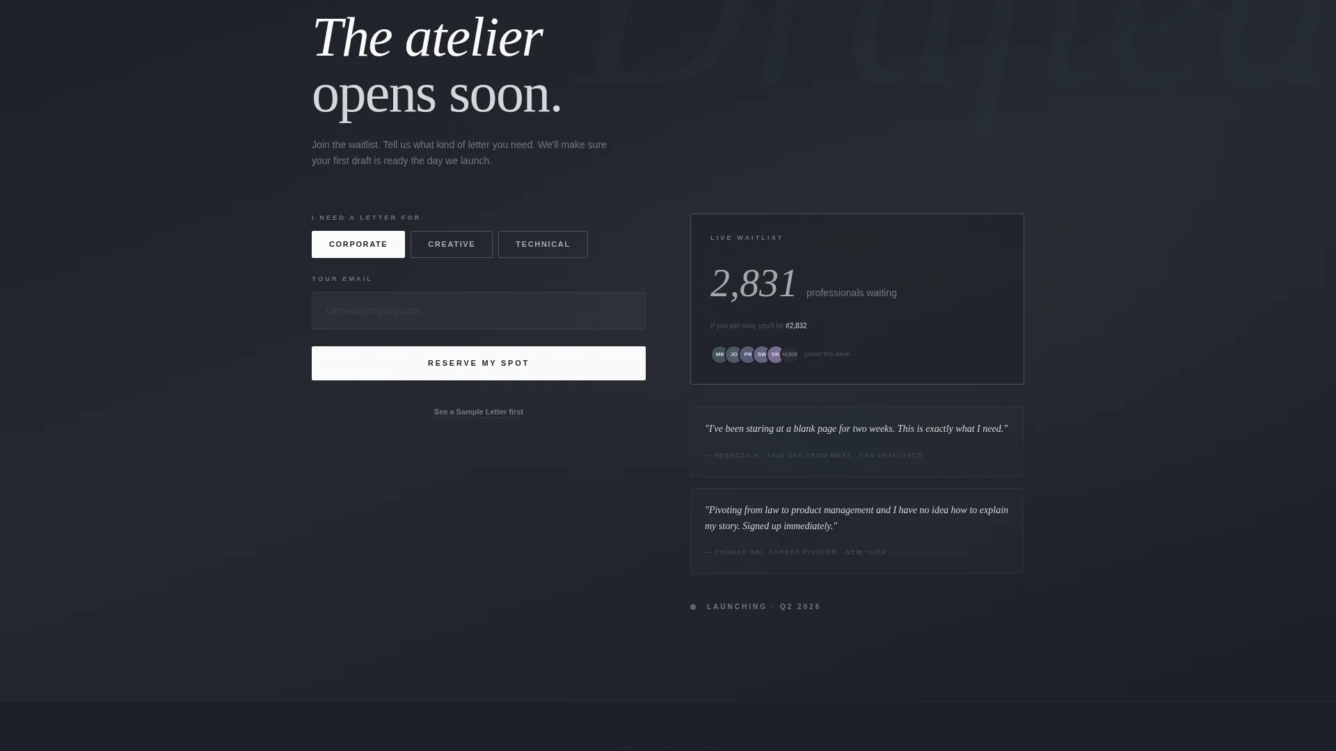 Cover Letter Landing Page Template | Waitlist