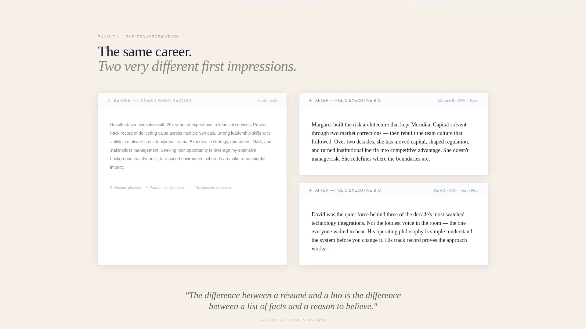Executive Bio Writing Service Landing Page Template