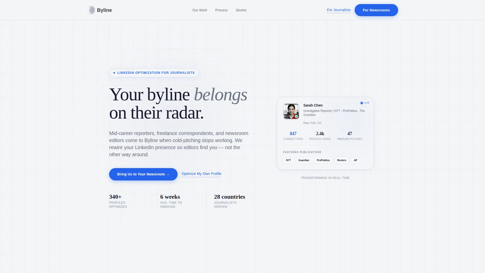 Journalist LinkedIn Optimization Landing Page Template