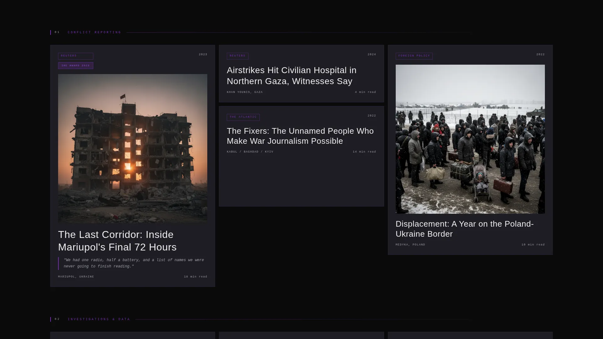 Bold Brutalist Journalist Portfolio Landing Page