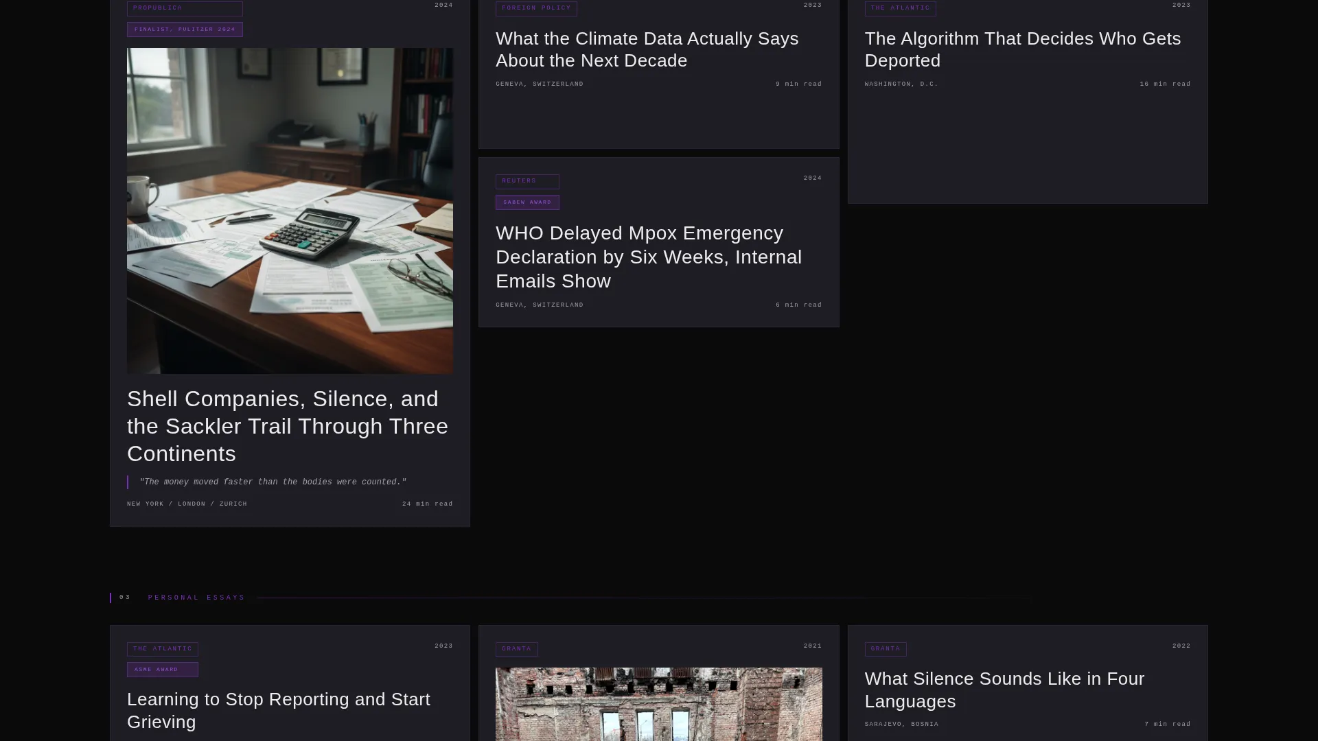 Bold Brutalist Journalist Portfolio Landing Page