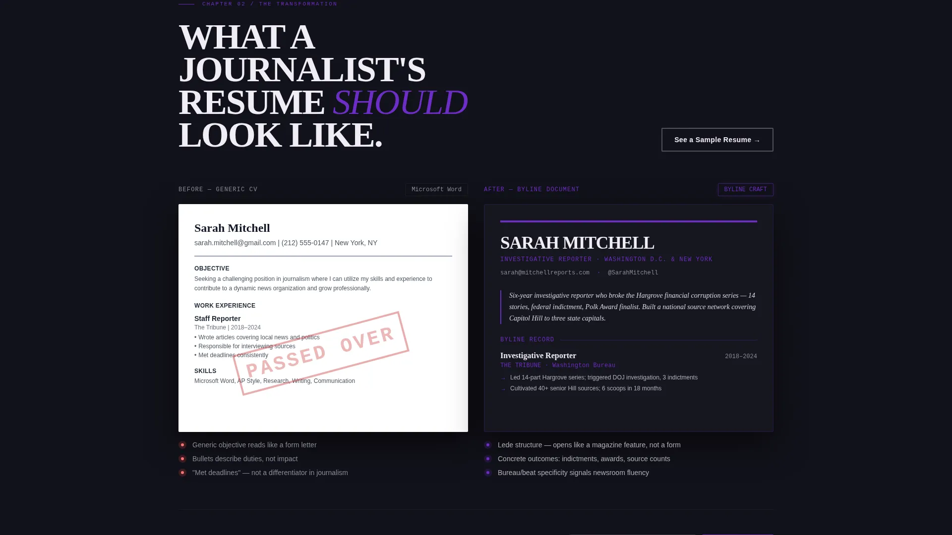 Journalist Profile Professional Website Template