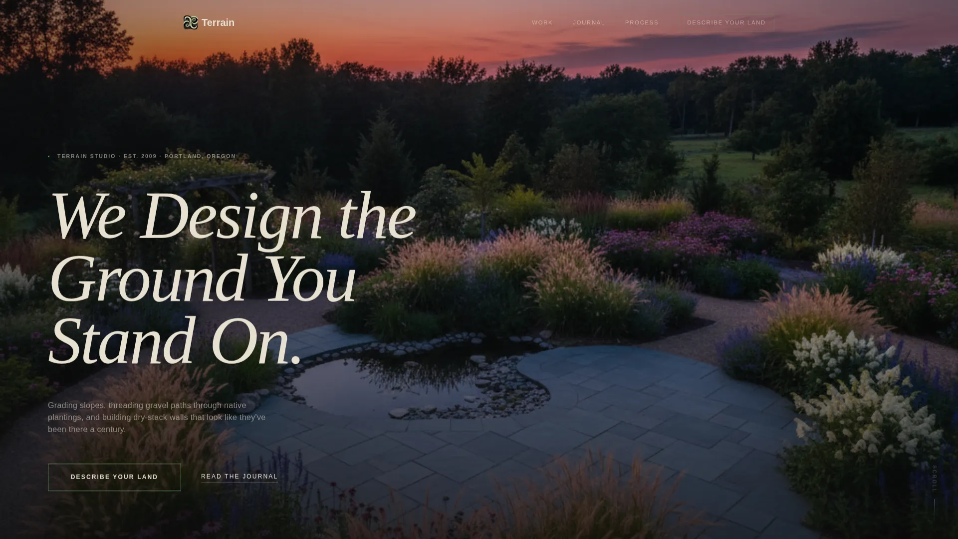 Immersive Landscape Designer Portfolio Landing Page