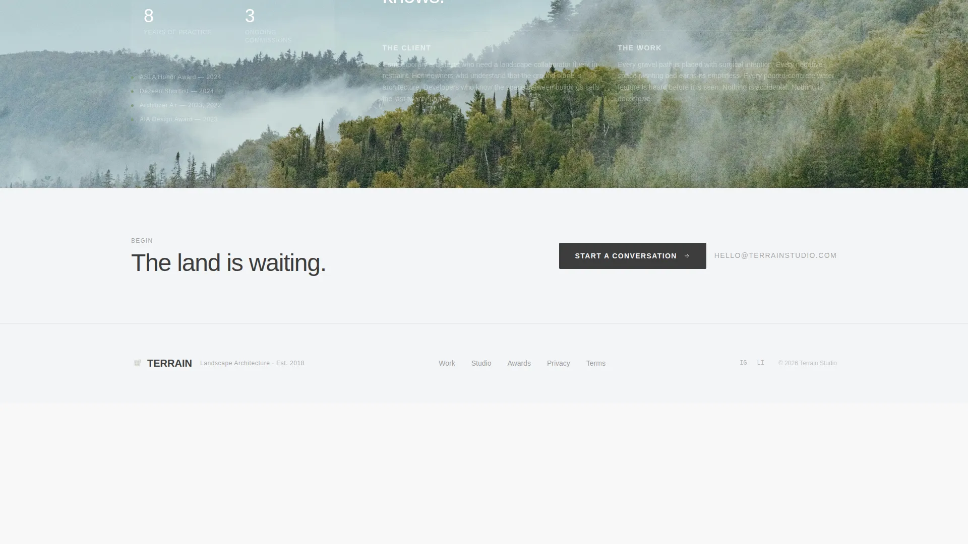 Minimalist Landscape Designer Portfolio Landing Page