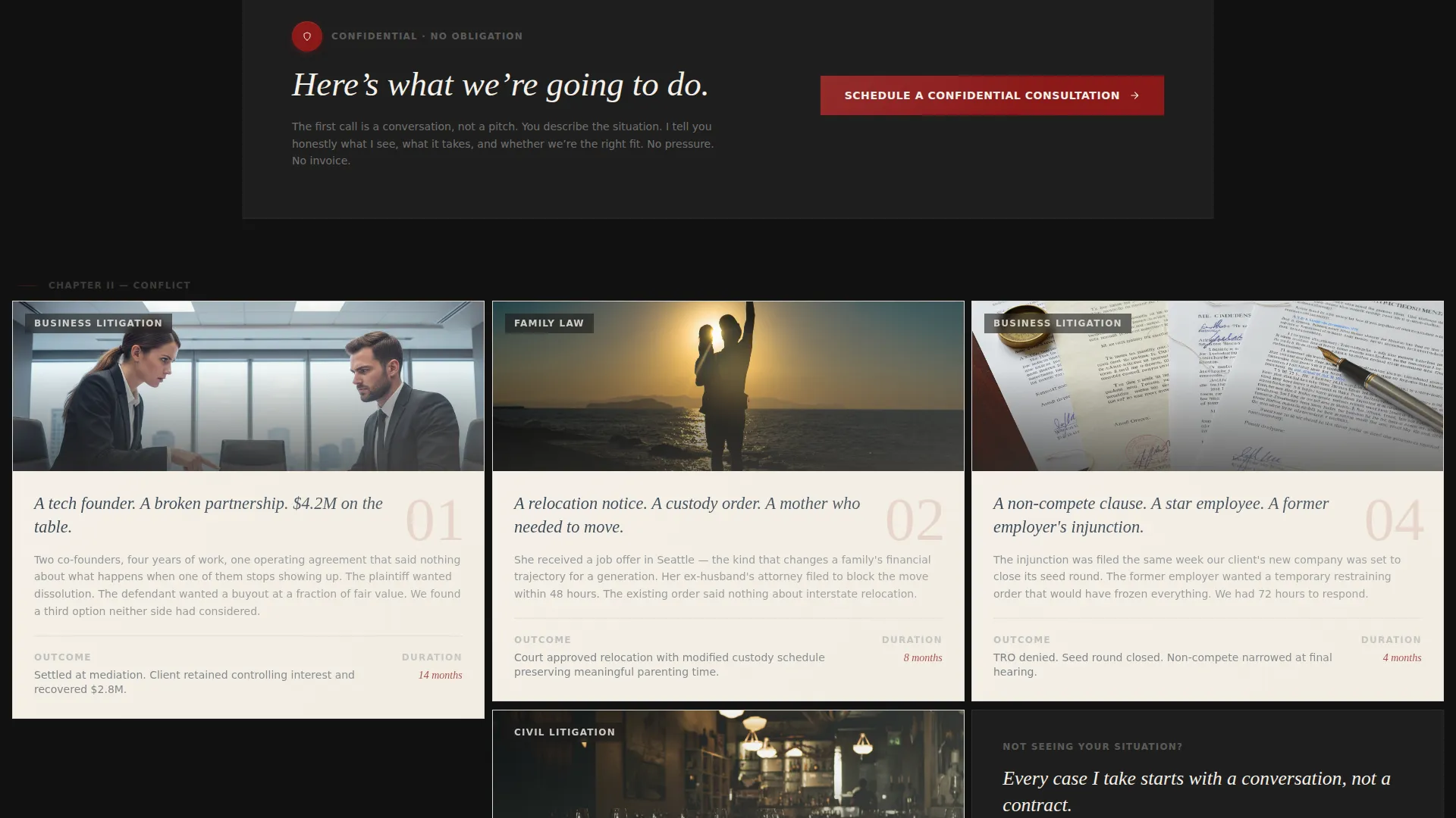 Cinematic Lawyer Personal Brand Landing Page