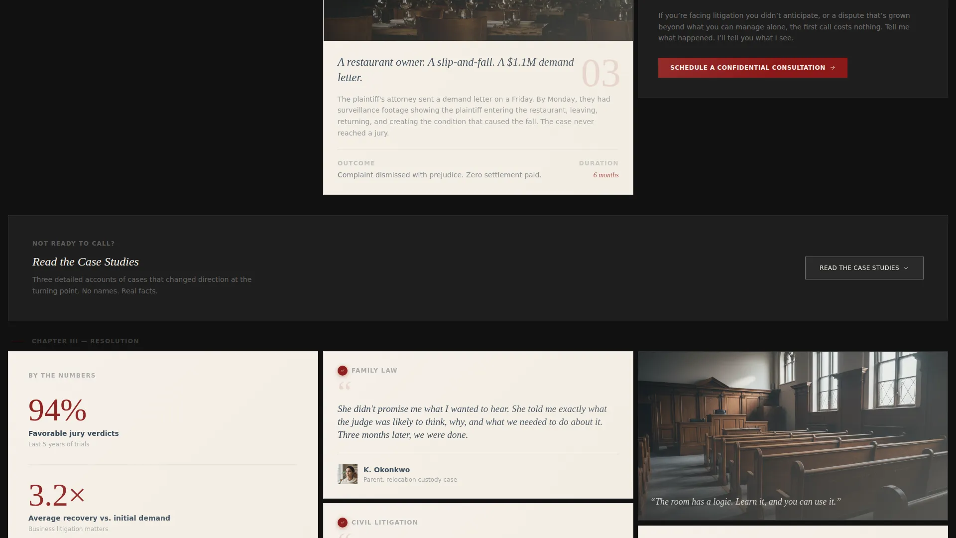 Cinematic Lawyer Personal Brand Landing Page