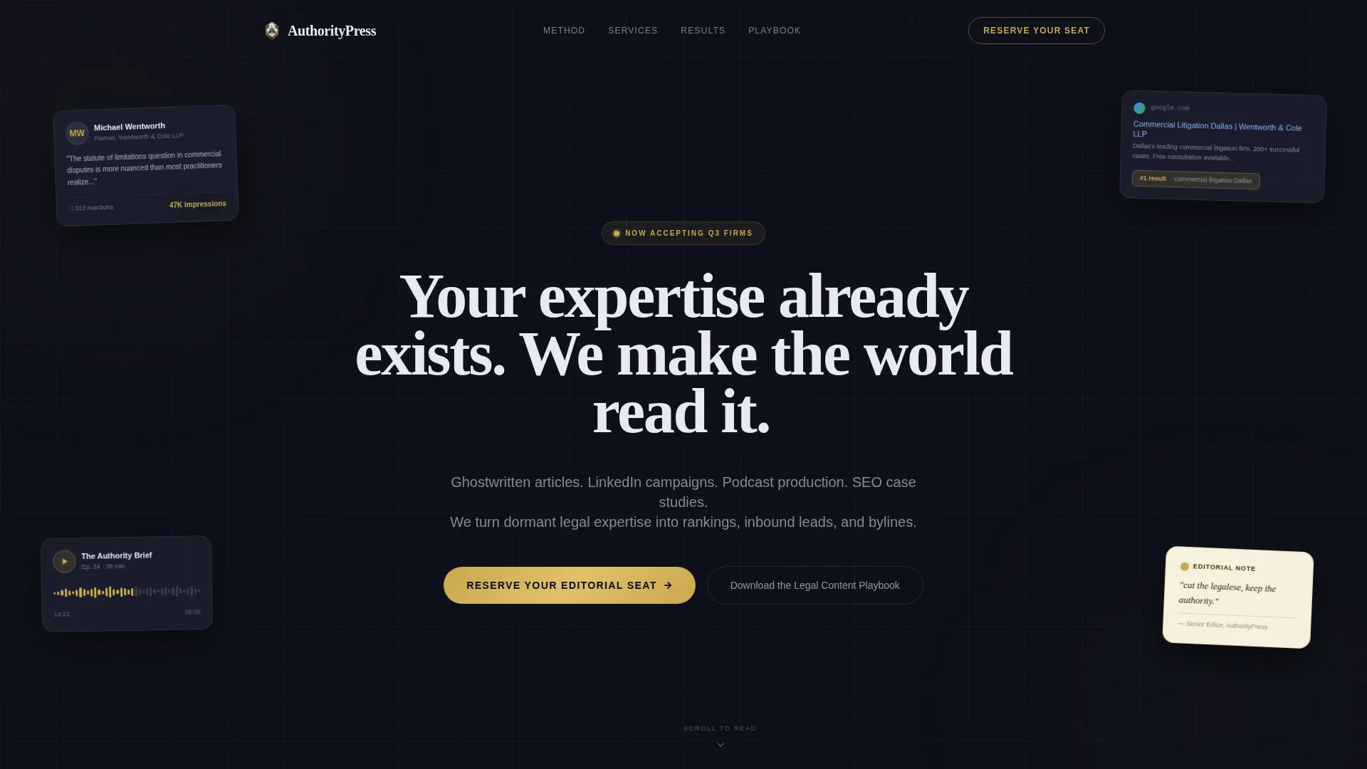 Legal Content Marketing Agency Landing Page