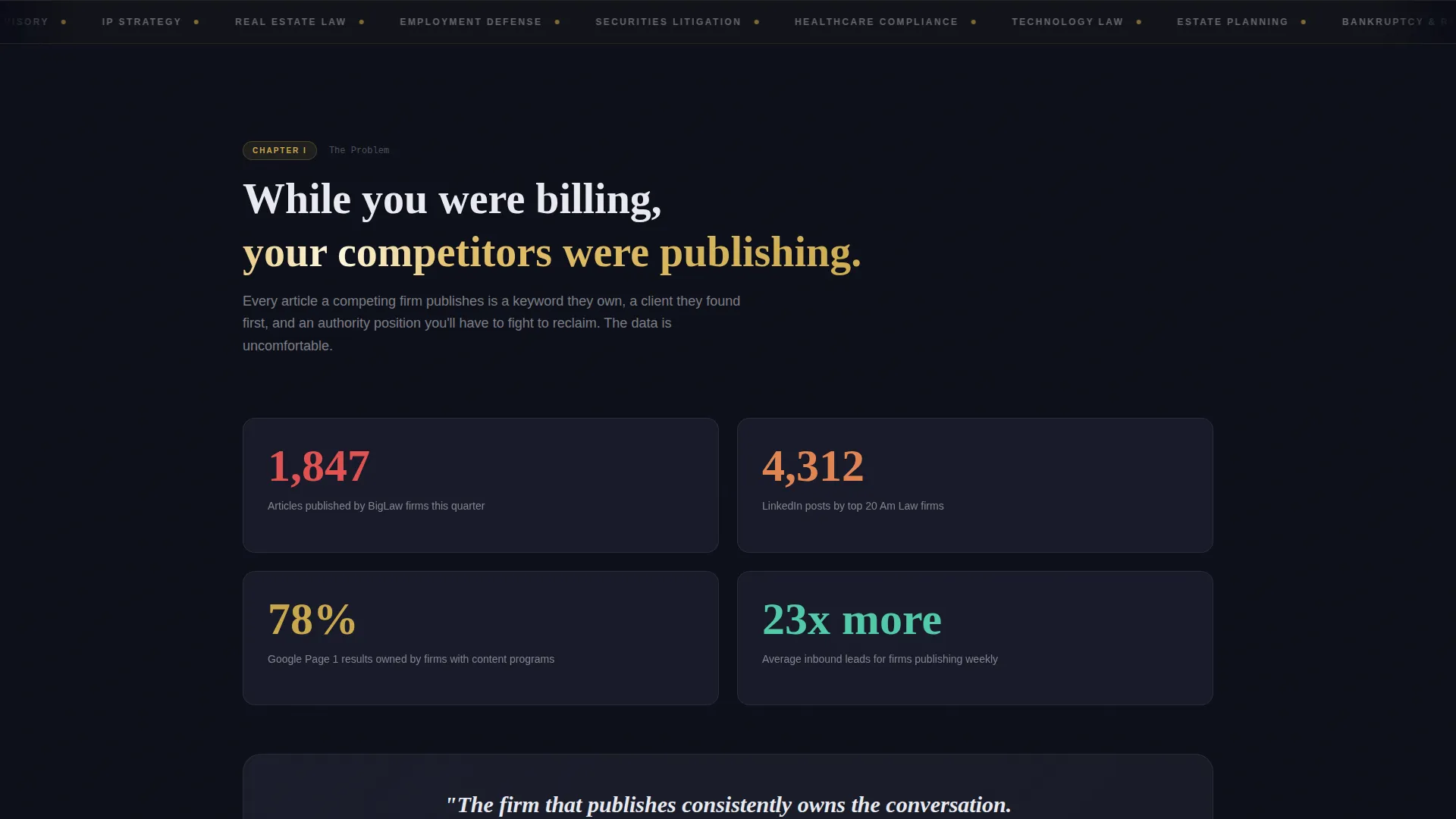 Legal Content Marketing Agency Landing Page