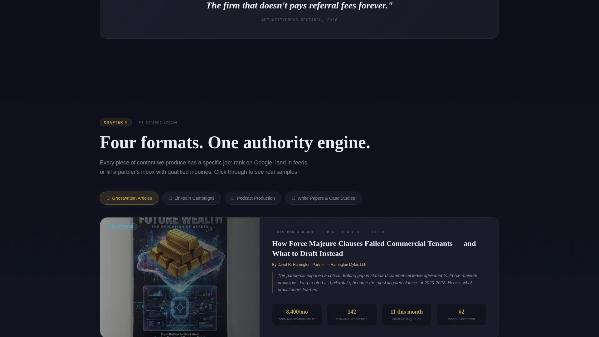 Legal Content Marketing Agency Landing Page