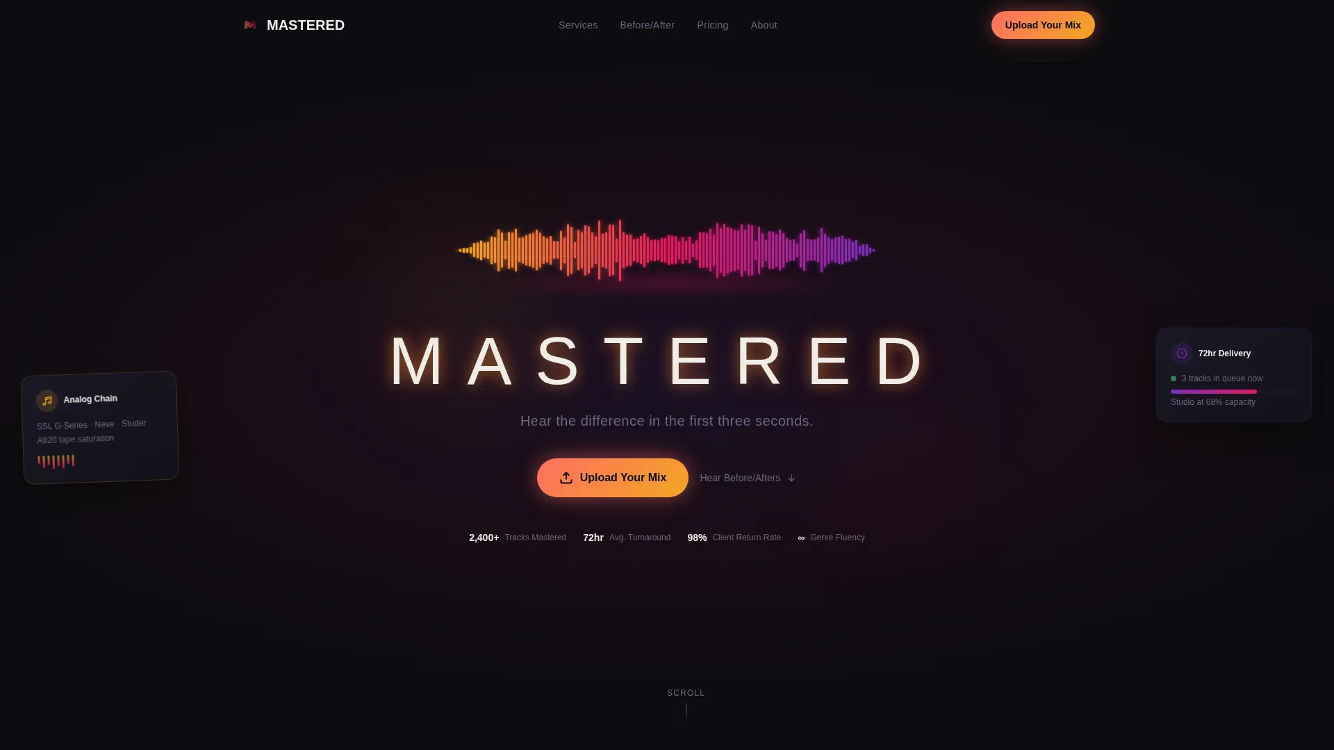 Music Mastering Studio Landing Page Template