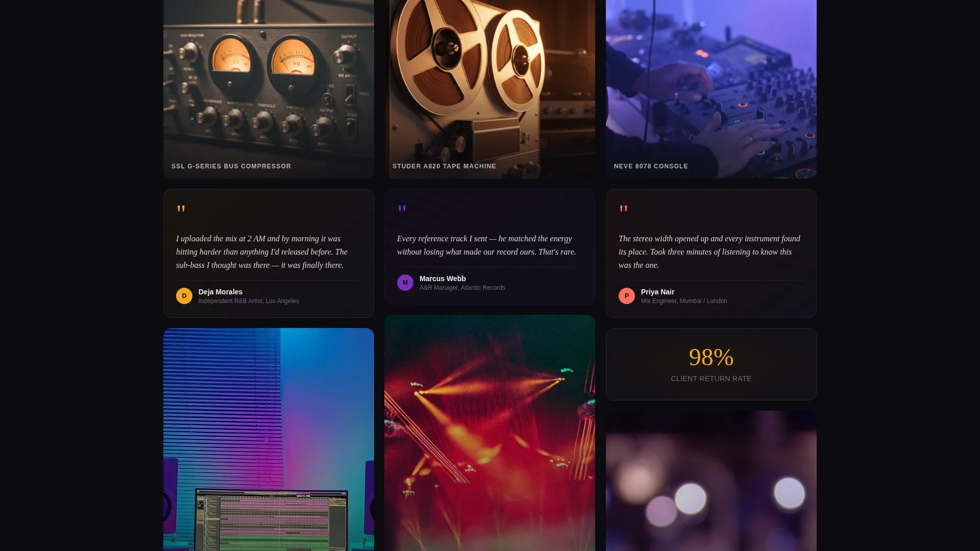 Music Mastering Studio Landing Page Template
