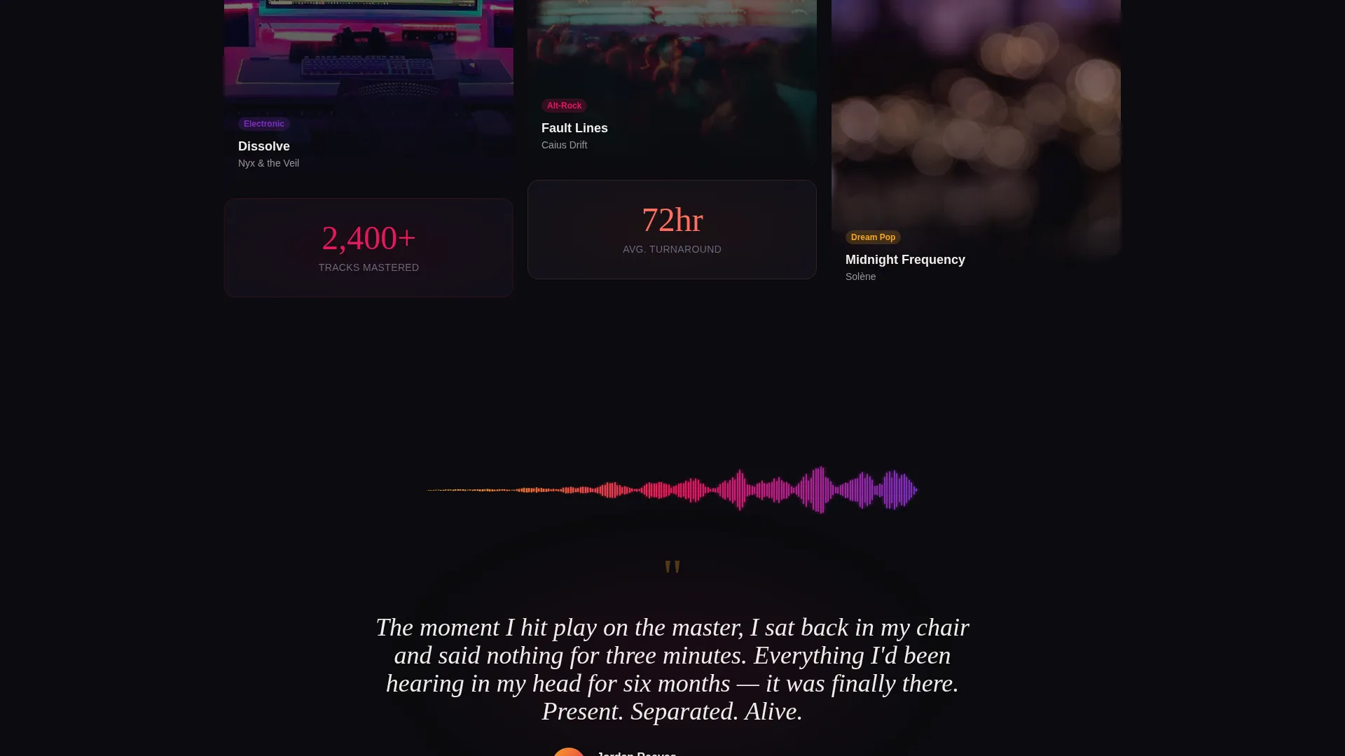 Music Mastering Studio Landing Page Template