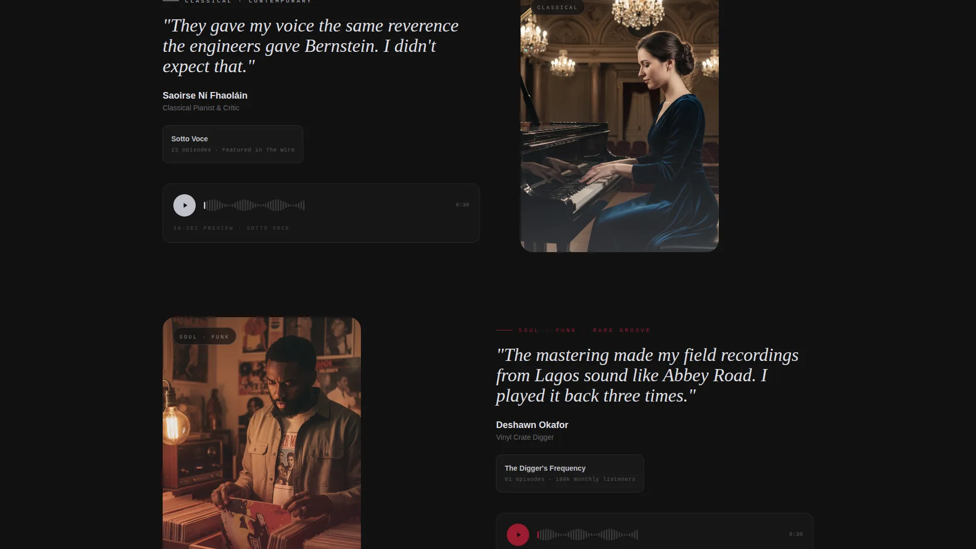 Music Podcast Production Landing Page Template