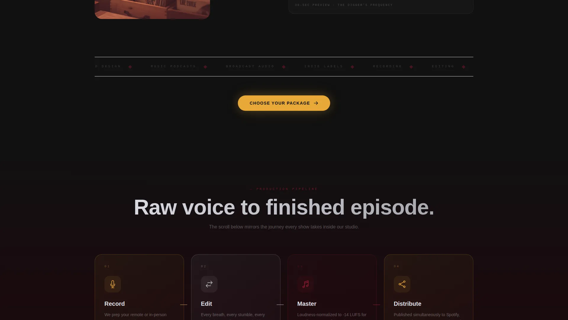 Music Podcast Production Landing Page Template
