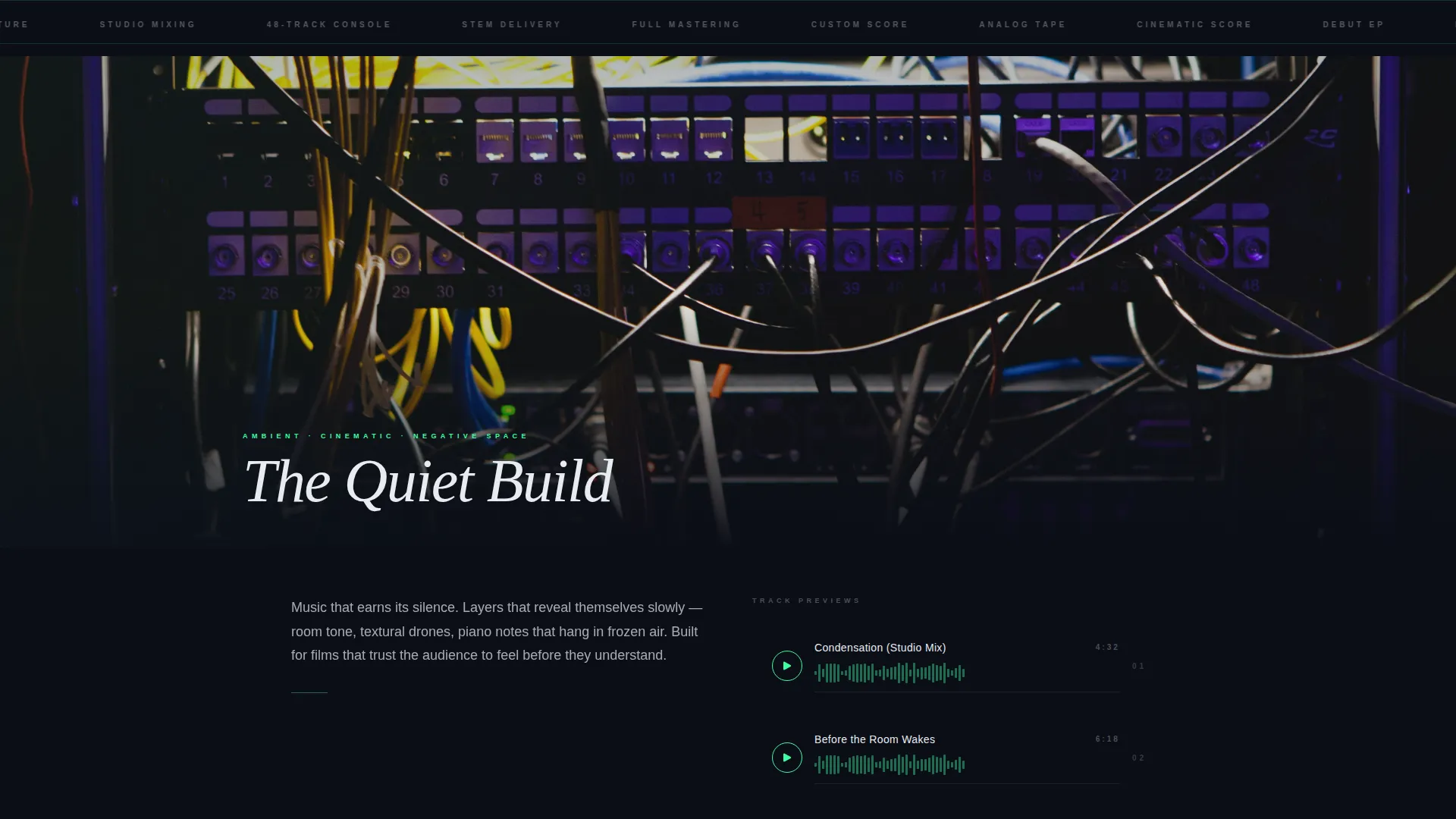 Cinematic Music Producer Landing Page Template