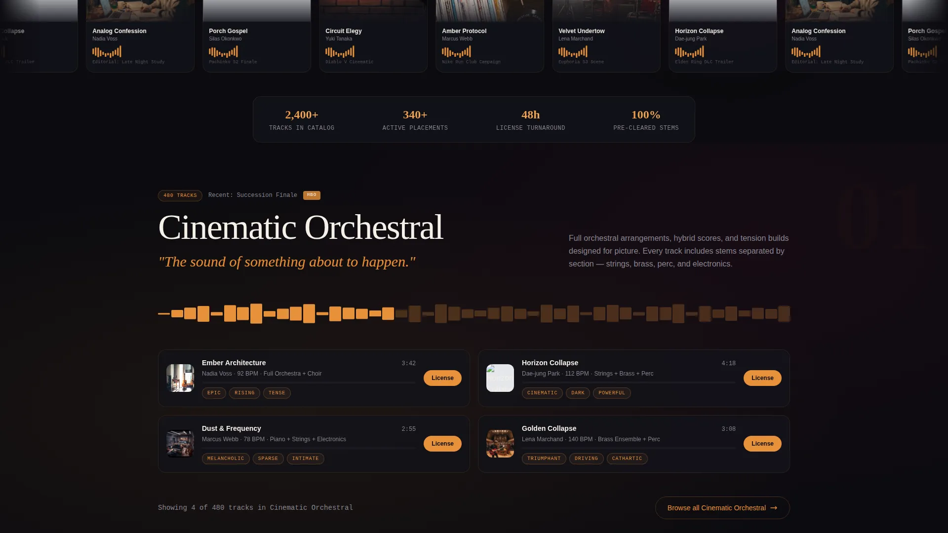 Music Publishing Catalog Landing Page Template